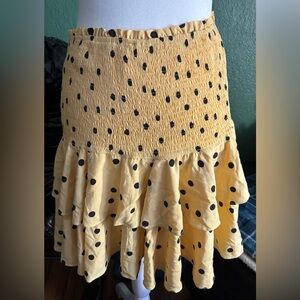 TCEC Yellow and Black Polka Dot A-Line Skirt